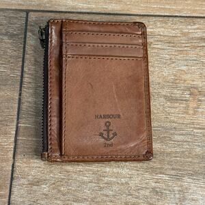 2-PC Harbour 2nd Wallet & Credit Card Leather Brown Key Ring